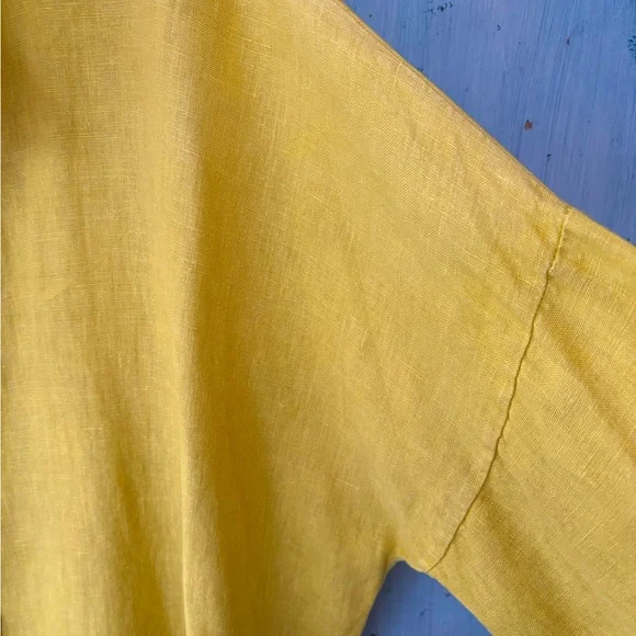 Made in Italy 100% Linen Women's Shirt in Mustard - Picture 5 of 13